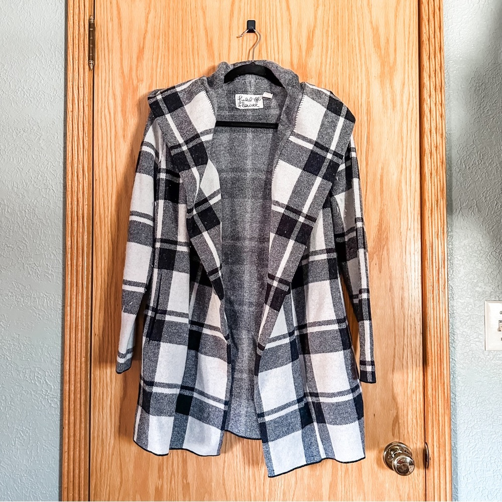 NWOT [anthropologie] plaid hooded cardigan jacket